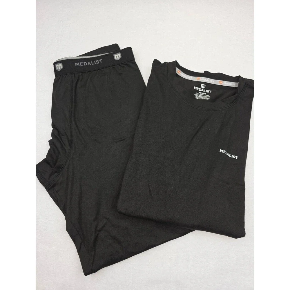 Medalist Men's Athletic Long Underwear Set Size XL Black 3908